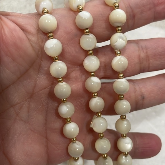 Vintage 14K Yellow Gold Pearl Bead Necklace with No Closure Measures 14.5 - Picture 4 of 5